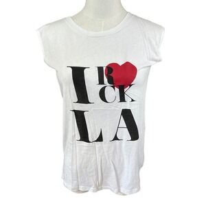 Rebecca Minkoff‎ NWT Rock LA Muscle Tee White XS Made in USA Sleeveless T-Shirt